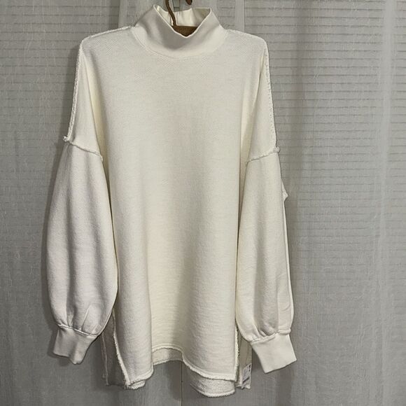 free people XS S M Coconut Milk Wonderful Oversized Cotton Sweater Pullover - Picture 7 of 16